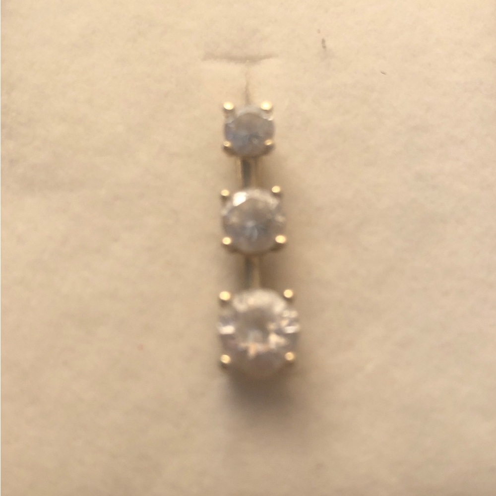 10k Yellow Gold 3 Stone CZ Pendant